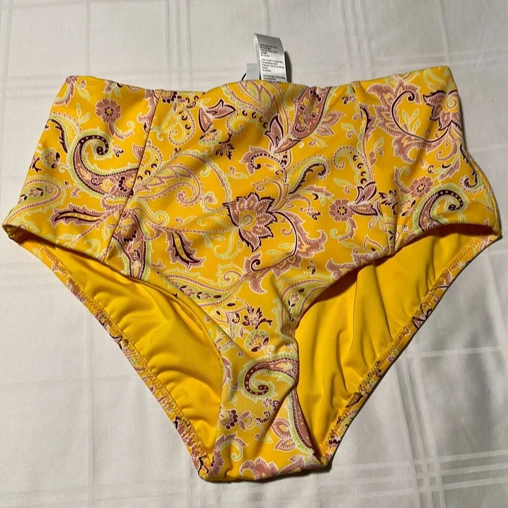 Sanctuary Women's Mango Paisley Divas In The Detail High Waisted Swim Bottom M - Picture 3 of 5